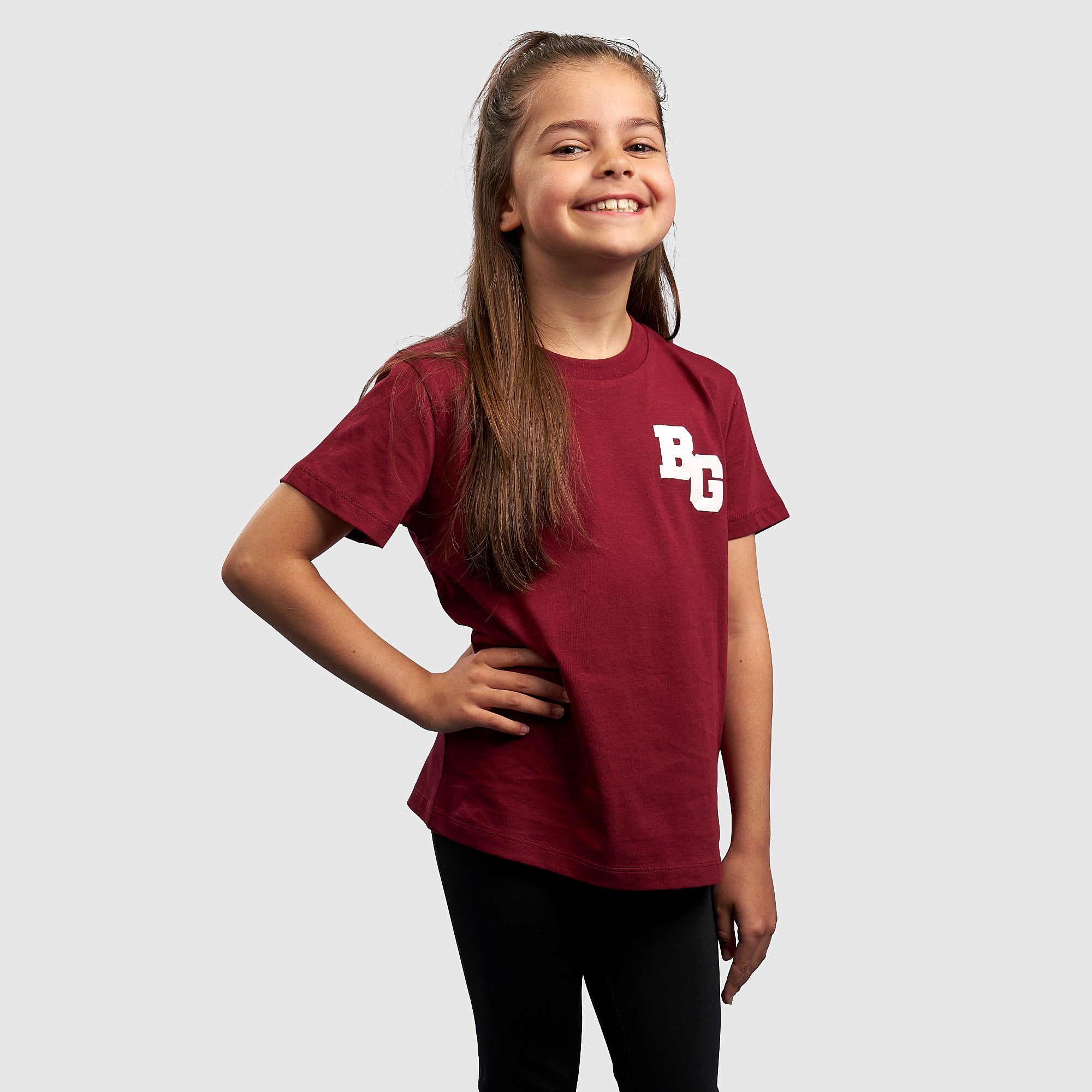 Girls Maroon Collegiate Kids T-shirt