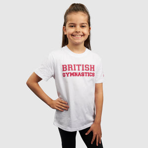 Girls White Collegiate Kids T-shirt