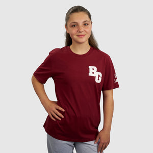 Womens Maroon BG Collegiate T-shirt