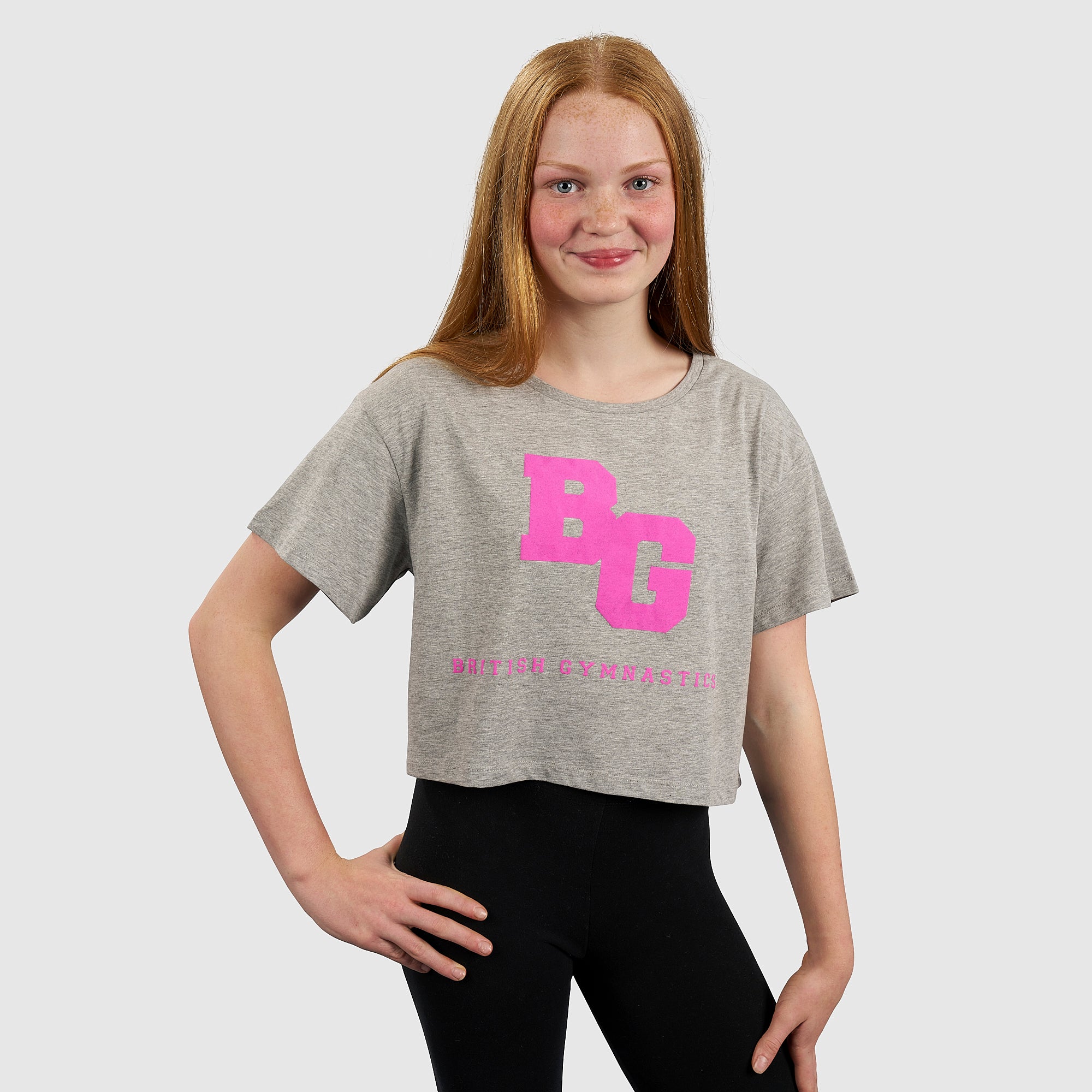 Womens Crop Collegiate Grey T-Shirt