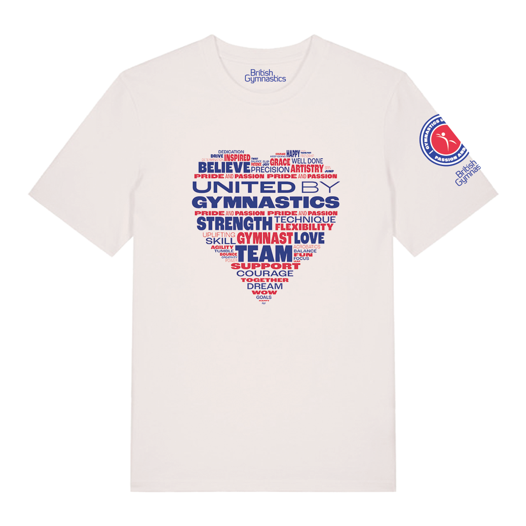 United By Gymnastics Heart Tee - Adult Vintage White